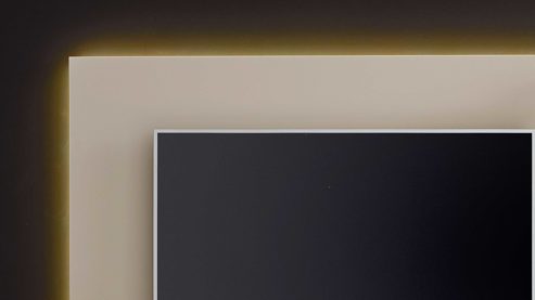 Paneel Interliving aus Holz in Beige Interliving Wohnzimmer Serie 2034 - Aufsatzregal beiger Lack & Eiche - zweiteilig, Länge ca. 270 cm