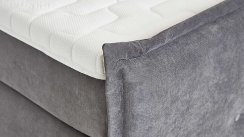Boxspringbett KAWOO aus Stoff in Anthrazit KAWOO Boxspringbett Lotus anthrazitfarbener Bezug Monza 19 - Liegefläche ca. 180 x 200 cm