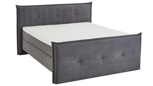 Boxspringbett KAWOO aus Stoff in Anthrazit KAWOO Boxspringbett Lotus anthrazitfarbener Bezug Monza 19 - Liegefläche ca. 180 x 200 cm