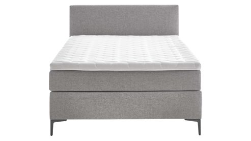 Boxspringbett KAWOO aus Stoff in Grau KAWOO Boxspringbett Facile grauer Bezug Hervik 11 - Liegefläche ca. 140 x 200 cm