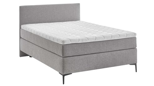 Boxspringbett KAWOO aus Stoff in Grau KAWOO Boxspringbett Facile grauer Bezug Hervik 11 - Liegefläche ca. 140 x 200 cm