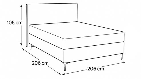Boxspringbett KAWOO aus Stoff in Grau KAWOO Boxspringbett Facile grauer Bezug Hervik 11 - Liegefläche ca. 140 x 200 cm