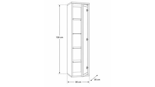 Midischrank Interliving aus Holz in Hellgrau Interliving Bad Serie 3720 - Midischrank sandfarbenes Lacklaminat & Milchglas - eine Tür