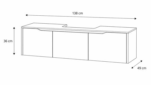 Waschtisch-Set / Waschbecken-Set Interliving aus Holz in Hellgrau Interliving Bad Serie 3720 - Badmöbel-Set Basis sandfarbenes Lacklaminat & Eiche Como - Länge ca. 137 cm