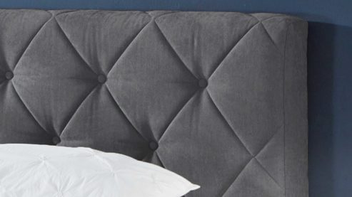 Boxspringbett KAWOO aus Stoff in Anthrazit KAWOO Boxspringbett Baker anthrazitfarbener Bezug 50470-710 – Liegefläche ca. 180 x 200 cm
