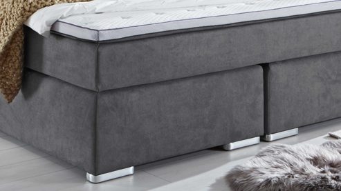 Boxspringbett KAWOO aus Stoff in Anthrazit KAWOO Boxspringbett Baker anthrazitfarbener Bezug 50470-710 – Liegefläche ca. 180 x 200 cm