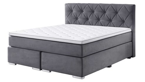 Boxspringbett KAWOO aus Stoff in Anthrazit KAWOO Boxspringbett Baker anthrazitfarbener Bezug 50470-710 – Liegefläche ca. 180 x 200 cm