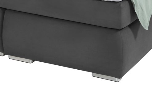 Boxspringbett KAWOO aus Stoff in Dunkelgrau KAWOO Boxspringbett Tofino elefantgrauer Bezug 50407-700 – Liegefläche ca. 180 x 200 cm