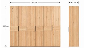 Komplettzimmer Interliving aus Holz in Holzfarben Interliving Schlafzimmer Serie 1015 – Komplettzimmer Wildeiche & Kopfteilpolster – sechstürig, Liegefläche 180 x 200 cm