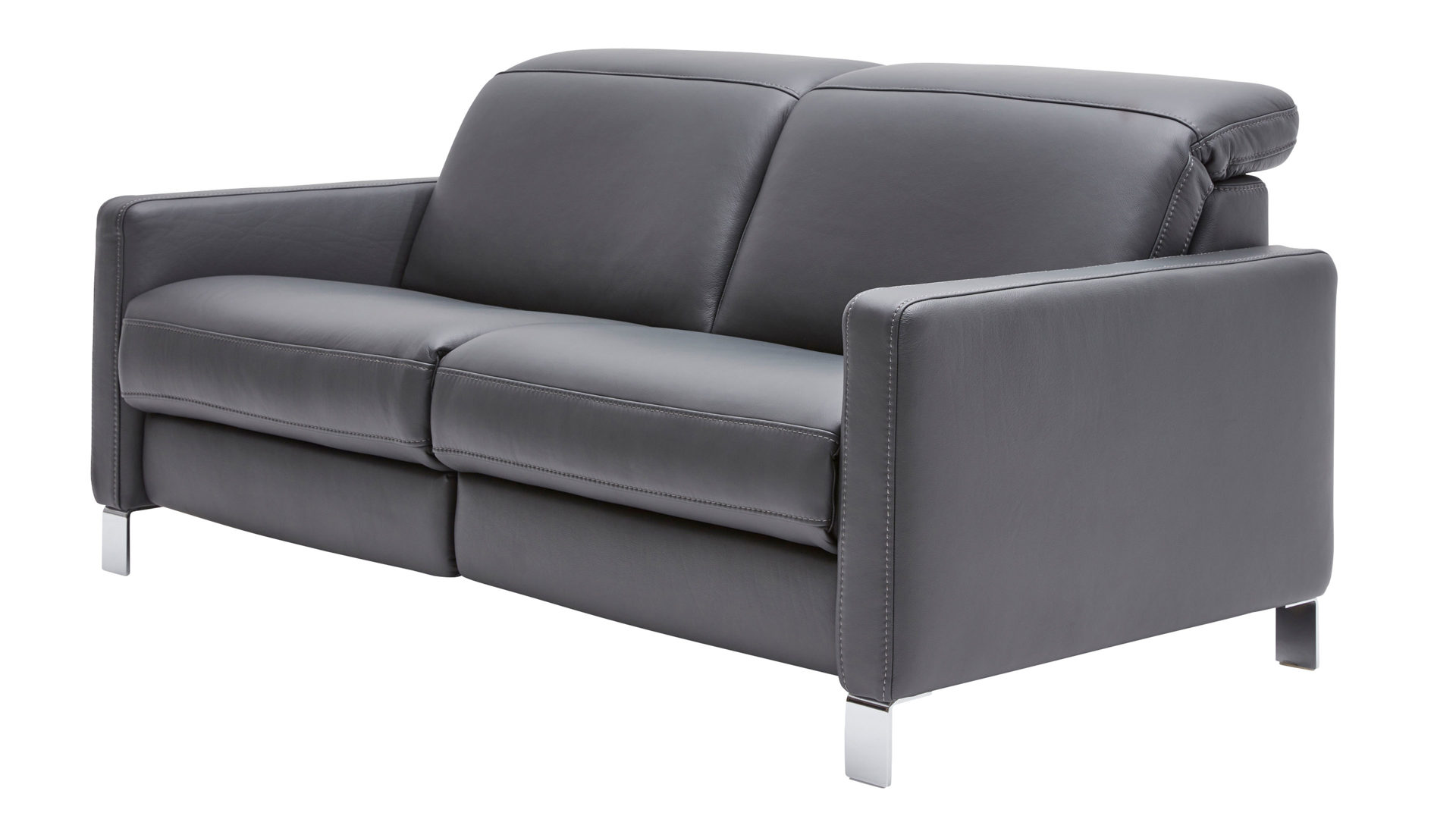 Zweisitzer Interliving aus Leder in Anthrazit Interliving Sofa Serie 4054 – 2,5-Sitzer anthrazitfarbenes LongLife-Leder Credo & Chromfüße – Länge ca. 188 cm