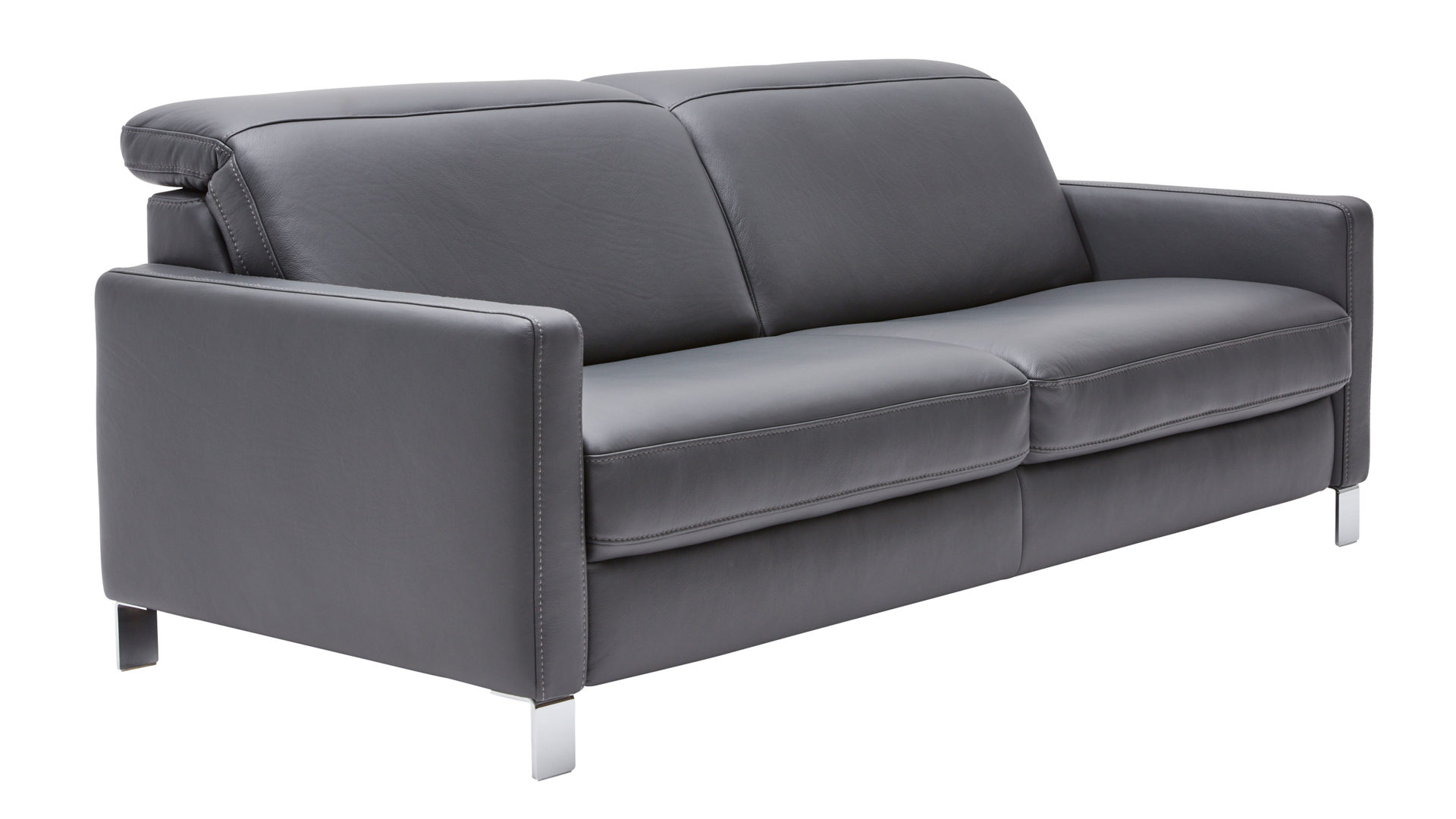 Dreisitzer Interliving aus Leder in Anthrazit Interliving Sofa Serie 4054 – Dreisitzer anthrazitfarbenes Leder Credo & Chromfüße – Länge ca. 218 cm