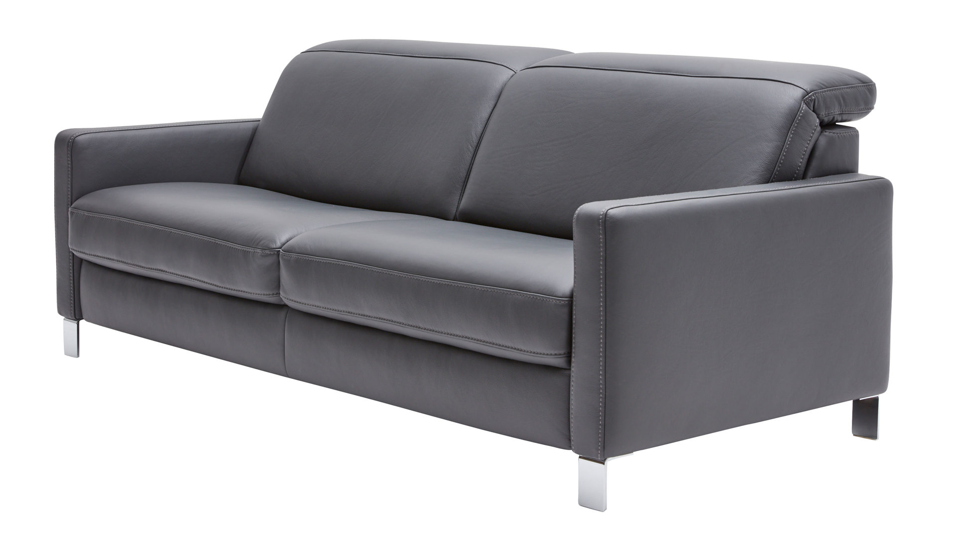Dreisitzer Interliving aus Leder in Anthrazit Interliving Sofa Serie 4054 – Dreisitzer anthrazitfarbenes Leder Credo & Chromfüße – Länge ca. 218 cm