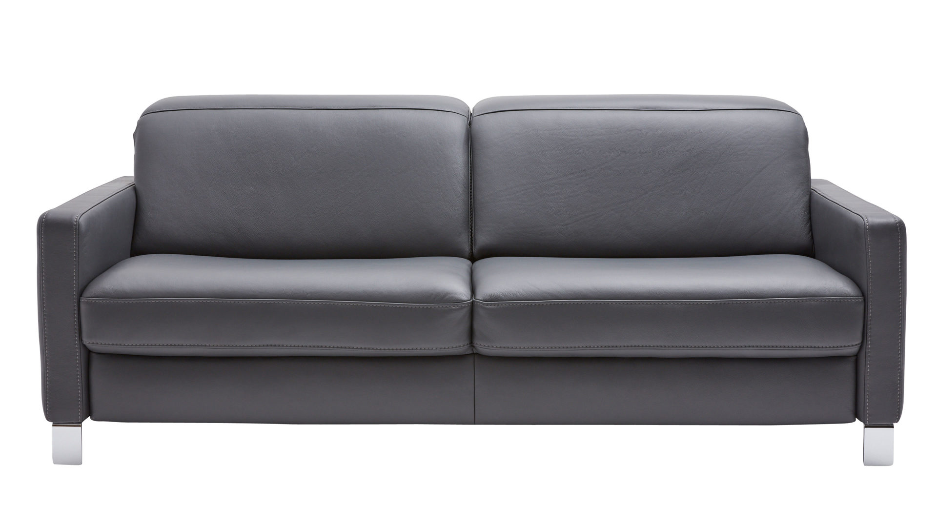 Dreisitzer Interliving aus Leder in Anthrazit Interliving Sofa Serie 4054 – Dreisitzer anthrazitfarbenes Leder Credo & Chromfüße – Länge ca. 218 cm