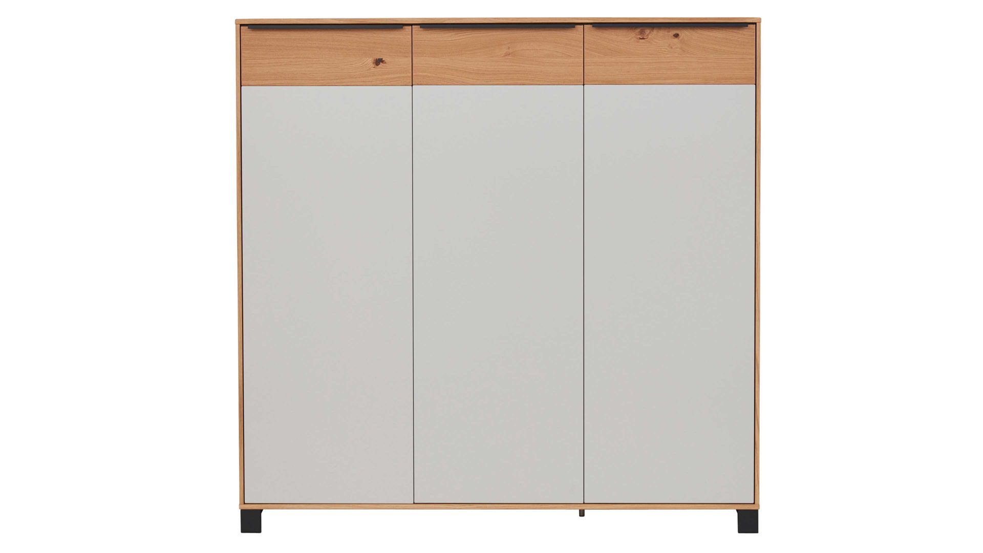 Schuhschrank Interliving aus Holz in Holzfarben Interliving Garderoben Serie 6005 – Schuhschrank 806 Eiche & lichtgrauer Lack – drei Türen