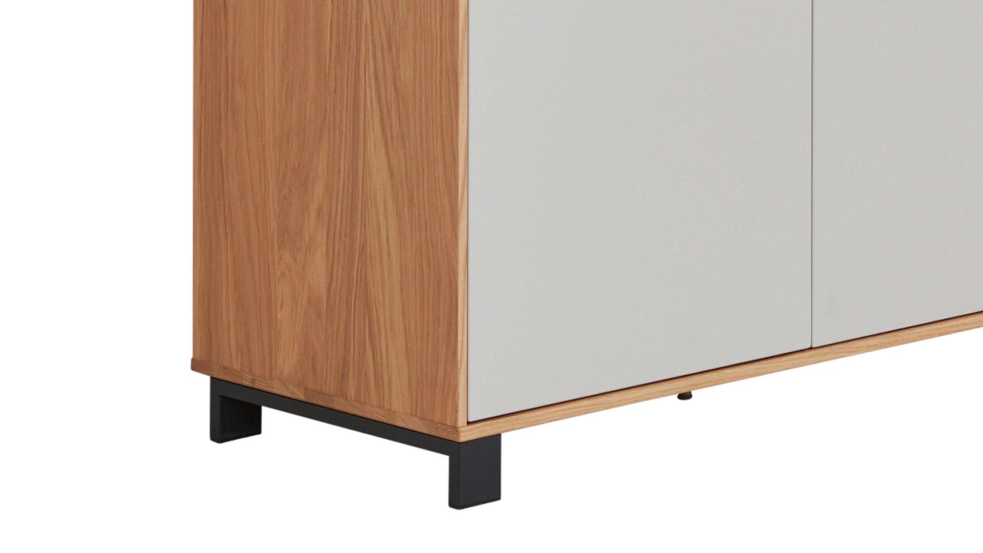 Schuhschrank Interliving aus Holz in Holzfarben Interliving Garderoben Serie 6005 – Schuhschrank Eiche & lichtgrauer Lack – drei Türen