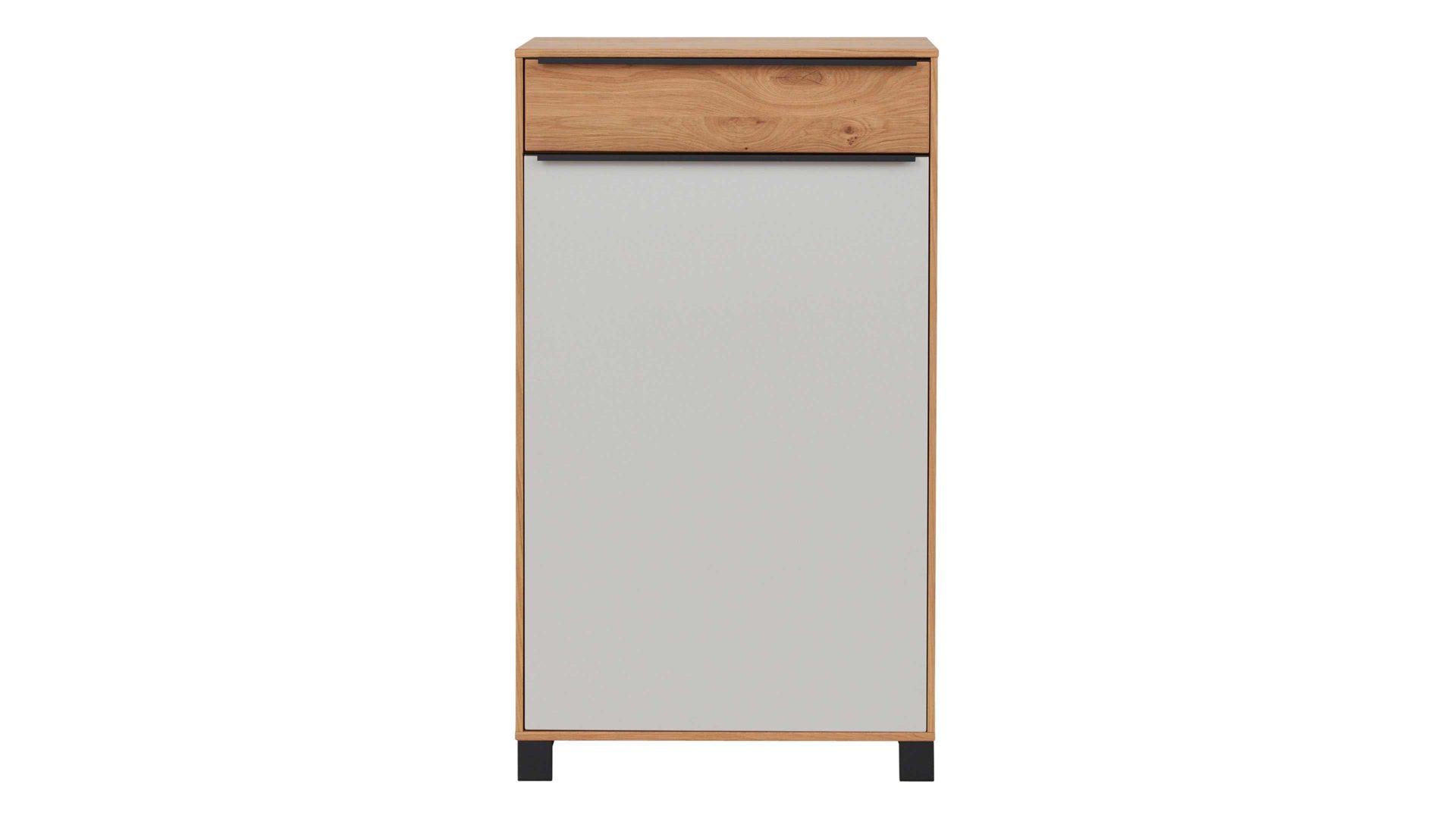 Kombikommode Interliving aus Holz in Holzfarben Interliving Garderoben Serie 6005 – Kommode 801 Eiche & lichtgrauer Lack – eine Schublade, eine Tür, rechts