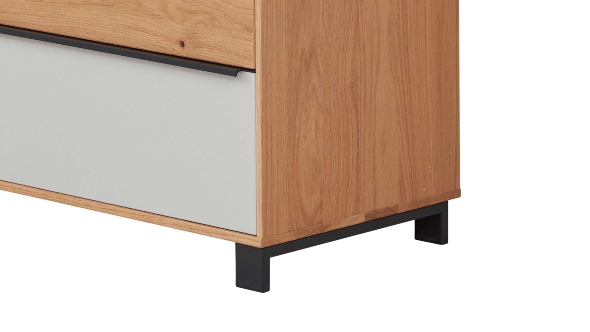 Garderobenbank Interliving aus Holz in Holzfarben Interliving Garderoben Serie 6005 – Garderobenbank Eiche & lichtgrauer Lack – zwei Schubladen