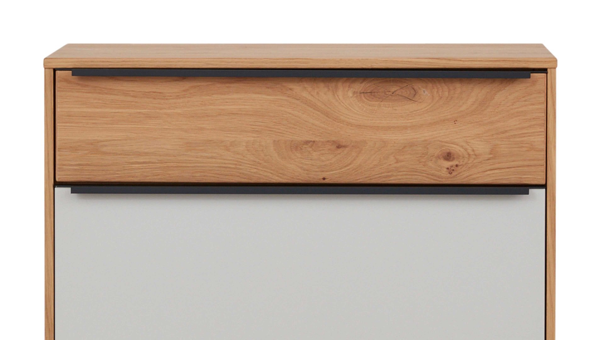 Kombikommode Interliving aus Holz in Holzfarben Interliving Garderoben Serie 6005 – Kommode 800 Eiche & lichtgrauer Lack – eine Schublade, eine Tür, links