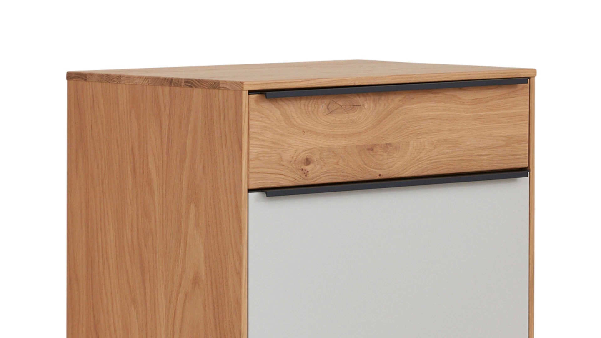 Kombikommode Interliving aus Holz in Holzfarben Interliving Garderoben Serie 6005 – Kommode Eiche & lichtgrauer Lack – eine Schublade, eine Tür, rechts