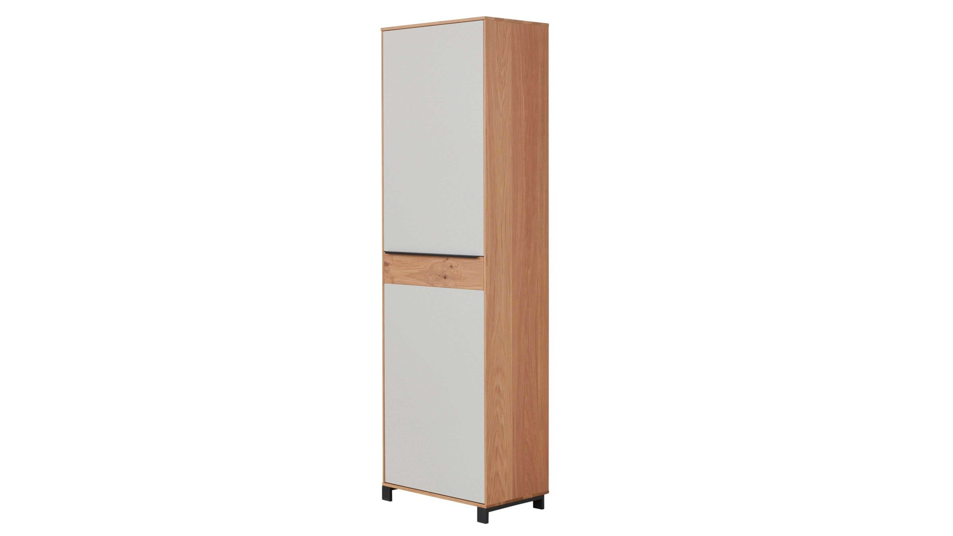 Garderobenschrank Interliving aus Holz in Holzfarben Interliving Garderoben Serie 6005 – Schrank 809 Eiche & lichtgrauer Lack – eine Tür, rechts