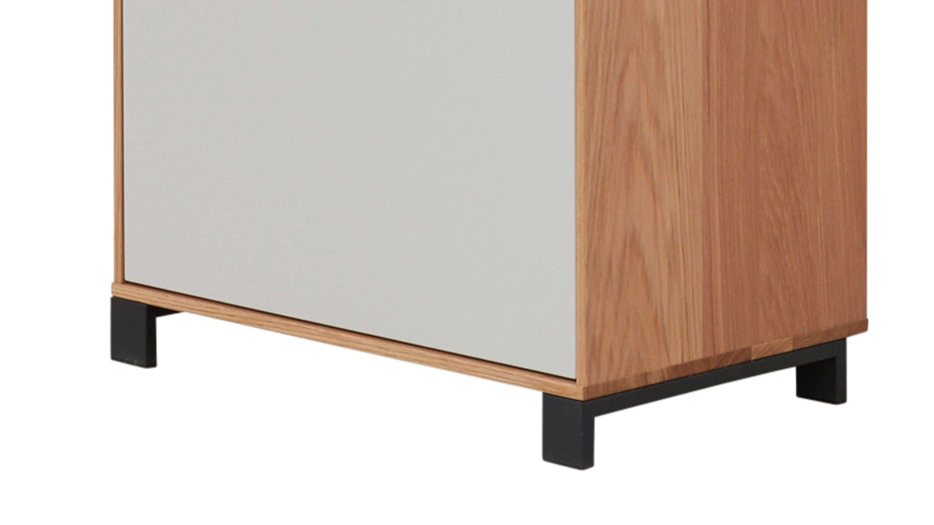 Garderobenschrank Interliving aus Holz in Holzfarben Interliving Garderoben Serie 6005 – Schrank 808 Eiche & lichtgrauer Lack – eine Tür, links