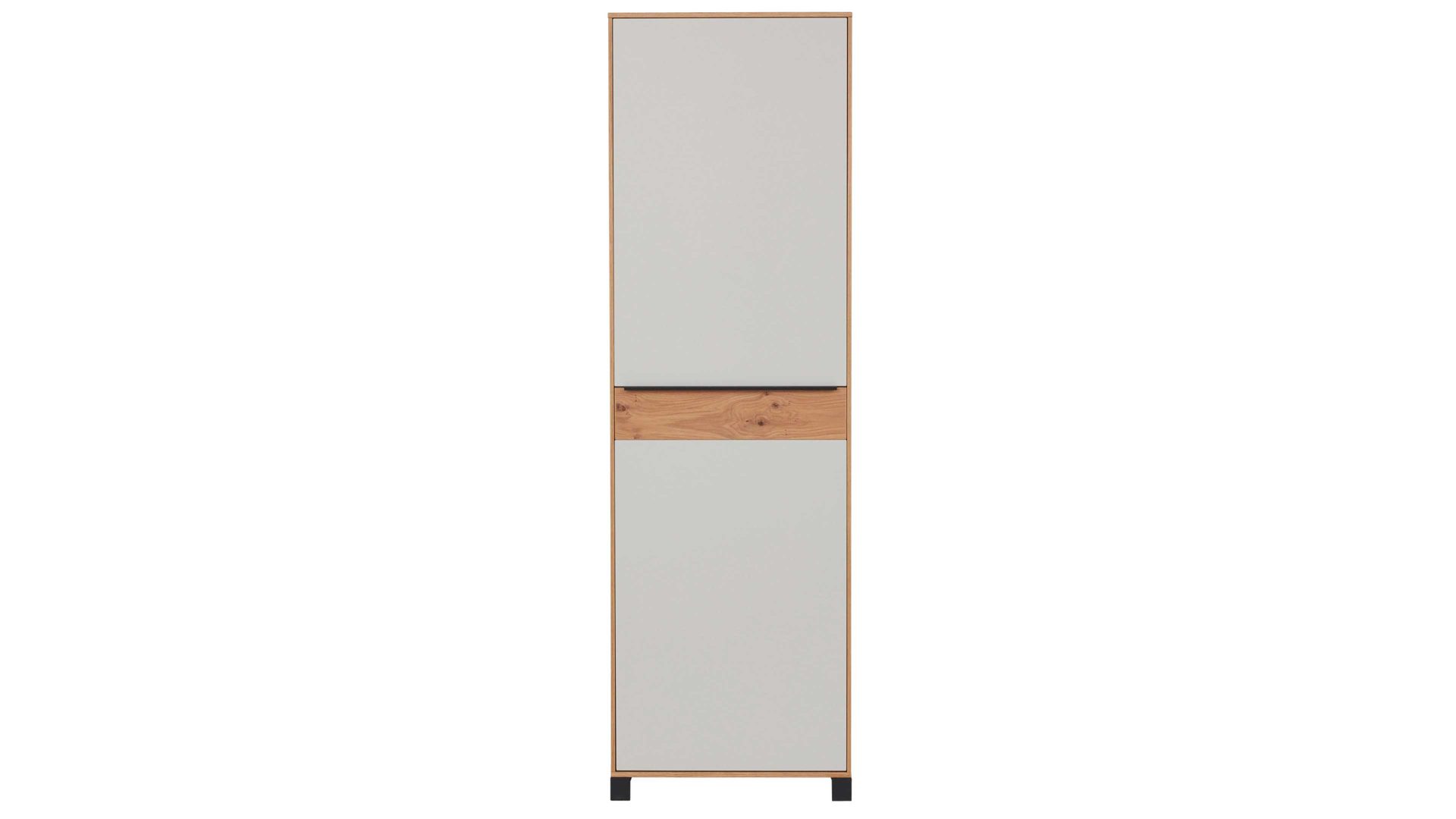 Garderobenschrank Interliving aus Holz in Holzfarben Interliving Garderoben Serie 6005 – Schrank 809 Eiche & lichtgrauer Lack – eine Tür, rechts