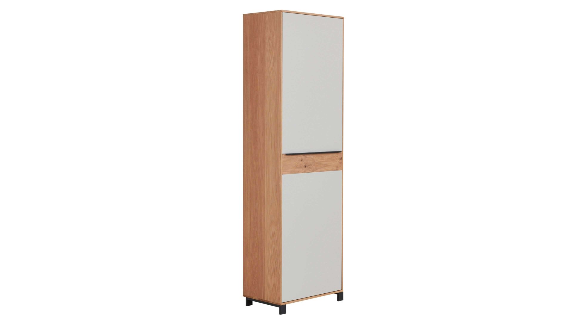 Garderobenschrank Interliving aus Holz in Holzfarben Interliving Garderoben Serie 6005 – Schrank Eiche & lichtgrauer Lack – eine Tür, rechts