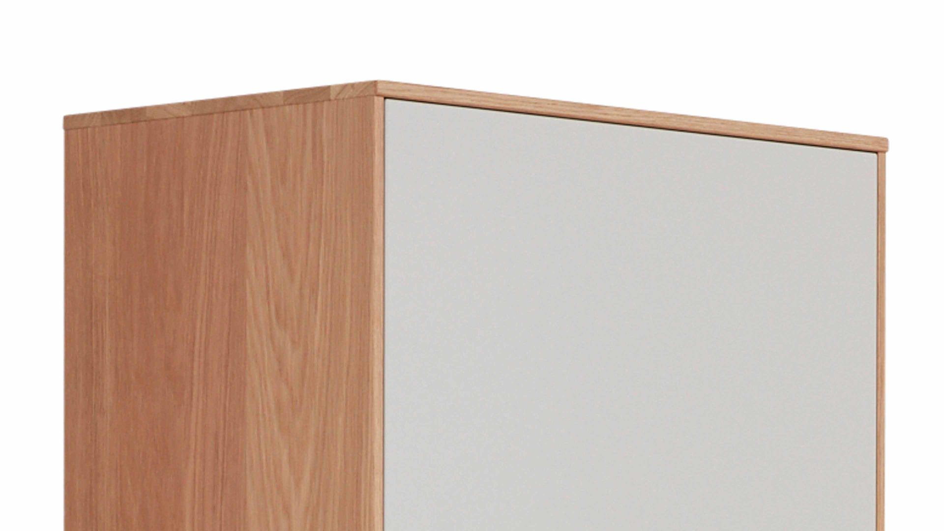 Garderobenschrank Interliving aus Holz in Holzfarben Interliving Garderoben Serie 6005 – Dielenschrank Eiche & lichtgrauer Lack – eine Tür, links
