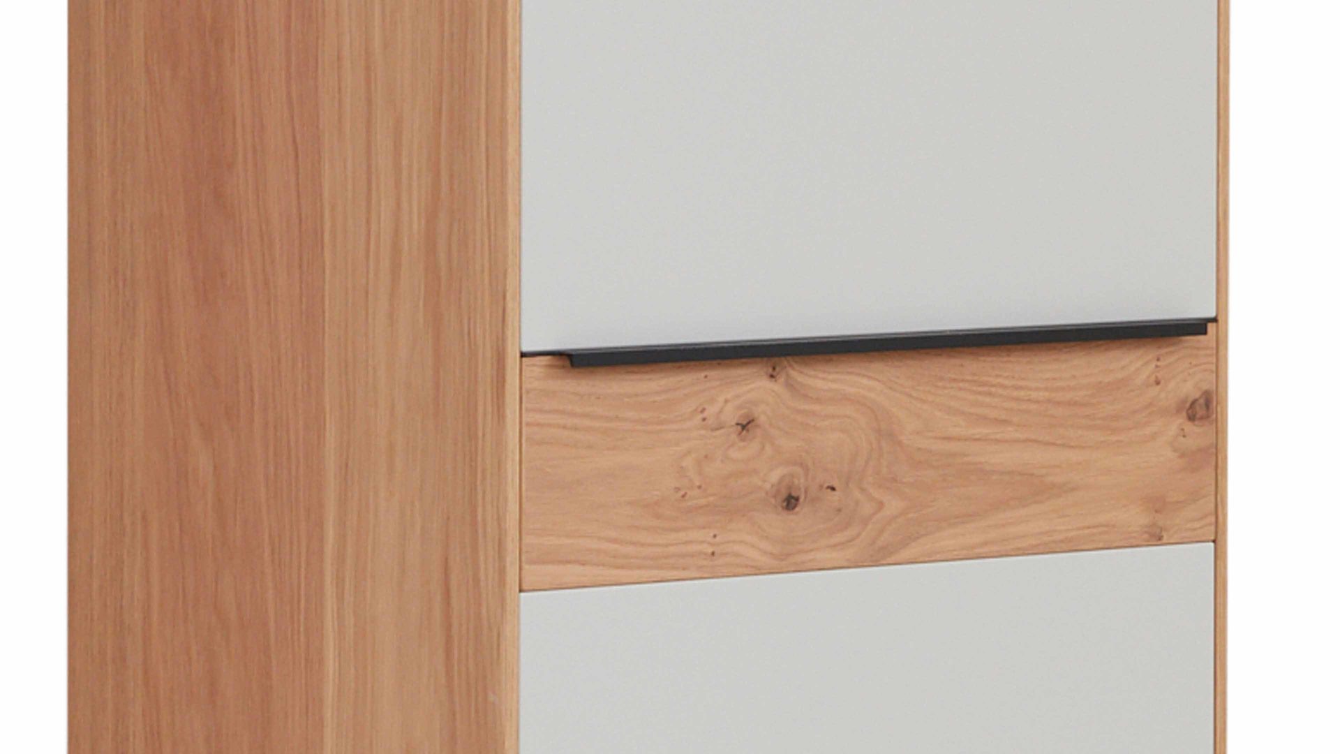 Garderobenschrank Interliving aus Holz in Holzfarben Interliving Garderoben Serie 6005 – Schrank 809 Eiche & lichtgrauer Lack – eine Tür, rechts