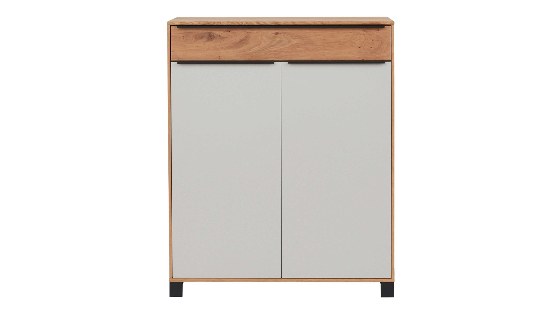 Kombikommode Interliving aus Holz in Holzfarben Interliving Garderoben Serie 6005 – Kommode 803 Eiche & lichtgrauer Lack – eine Schublade, zwei Türen