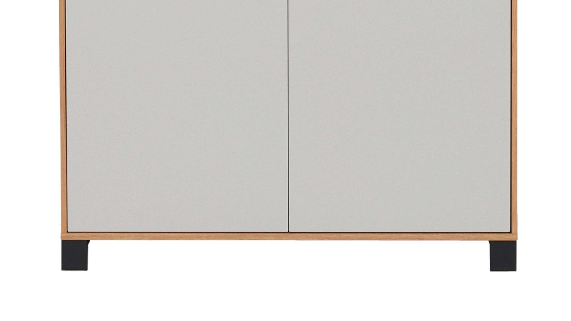 Kombikommode Interliving aus Holz in Holzfarben Interliving Garderoben Serie 6005 – Kommode Eiche & lichtgrauer Lack – eine Schublade, zwei Türen