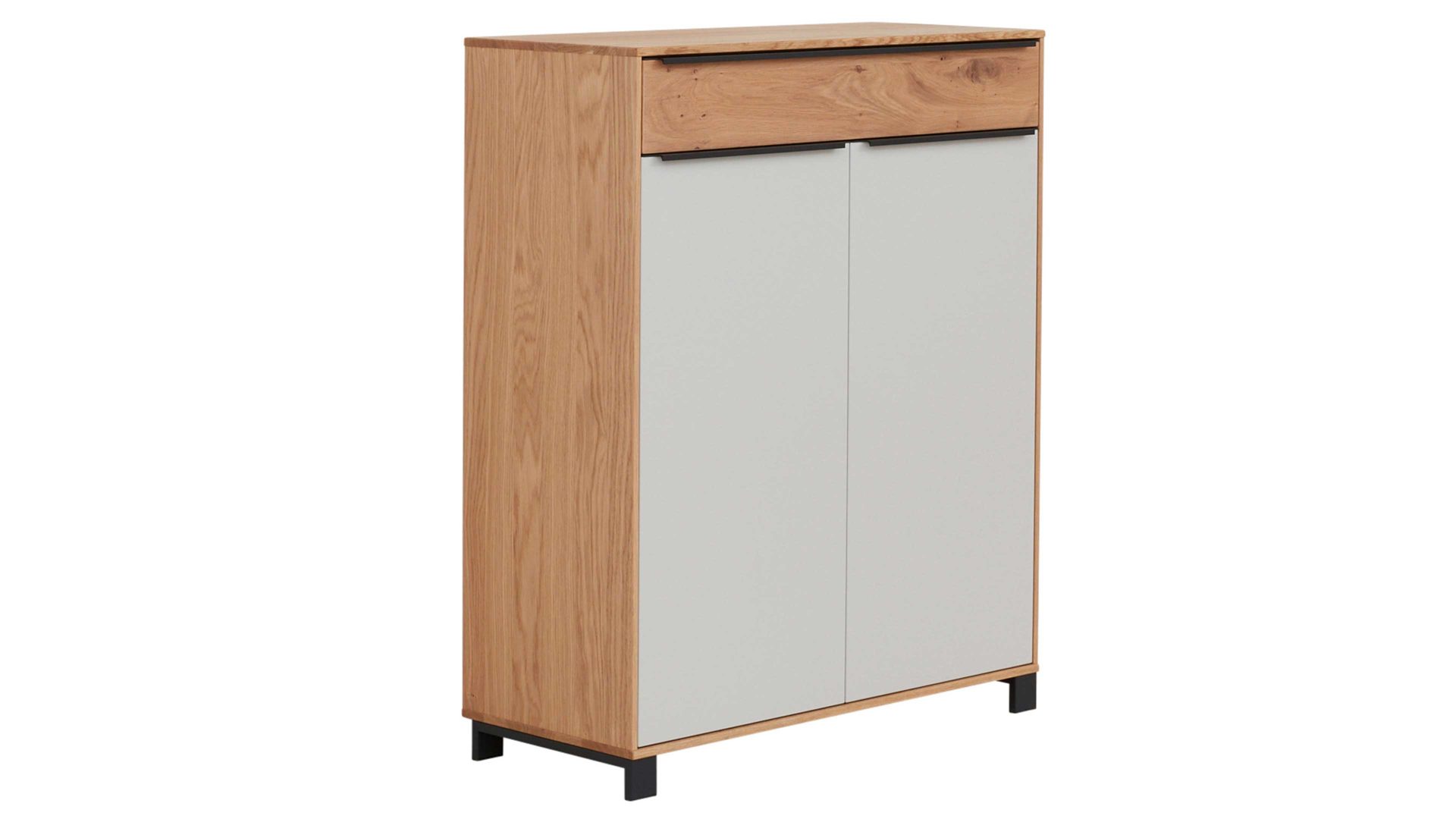 Kombikommode Interliving aus Holz in Holzfarben Interliving Garderoben Serie 6005 – Kommode Eiche & lichtgrauer Lack – eine Schublade, zwei Türen