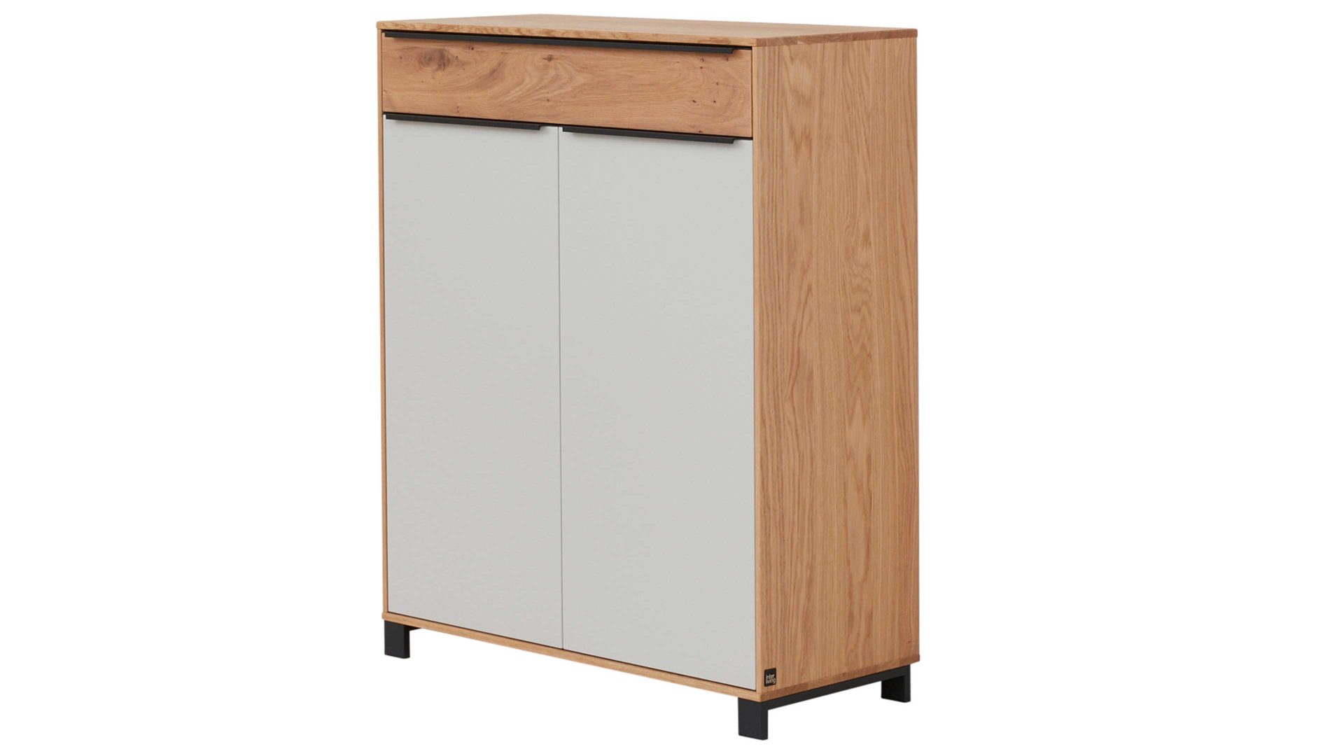 Kombikommode Interliving aus Holz in Holzfarben Interliving Garderoben Serie 6005 – Kommode Eiche & lichtgrauer Lack – eine Schublade, zwei Türen