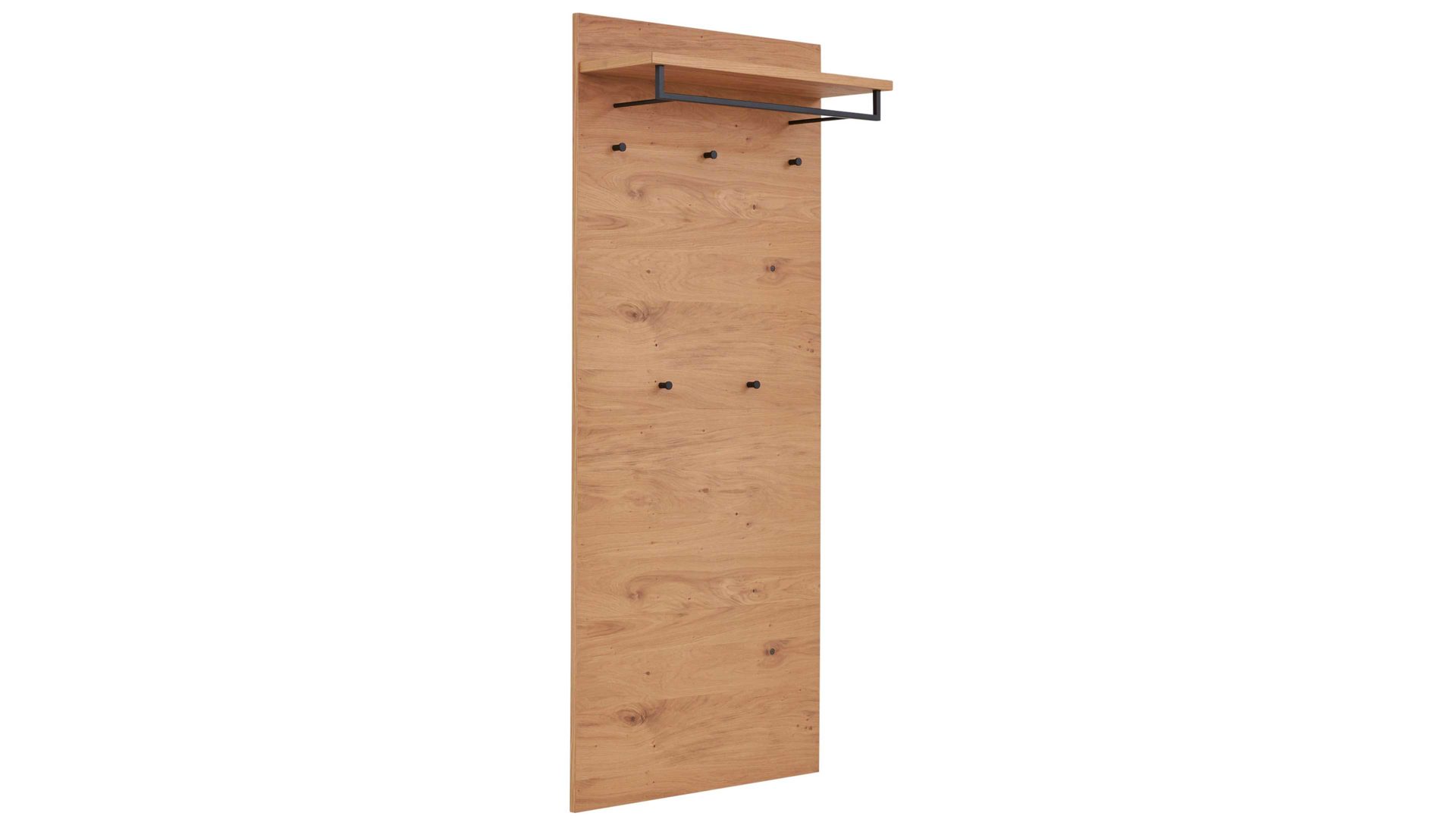 Wandgarderobe Interliving aus Holz in Holzfarben Interliving Garderoben Serie 6005 – Wandgarderobe 824 Eiche & lichtgrauer Lack – ca. 80 x 183 cm