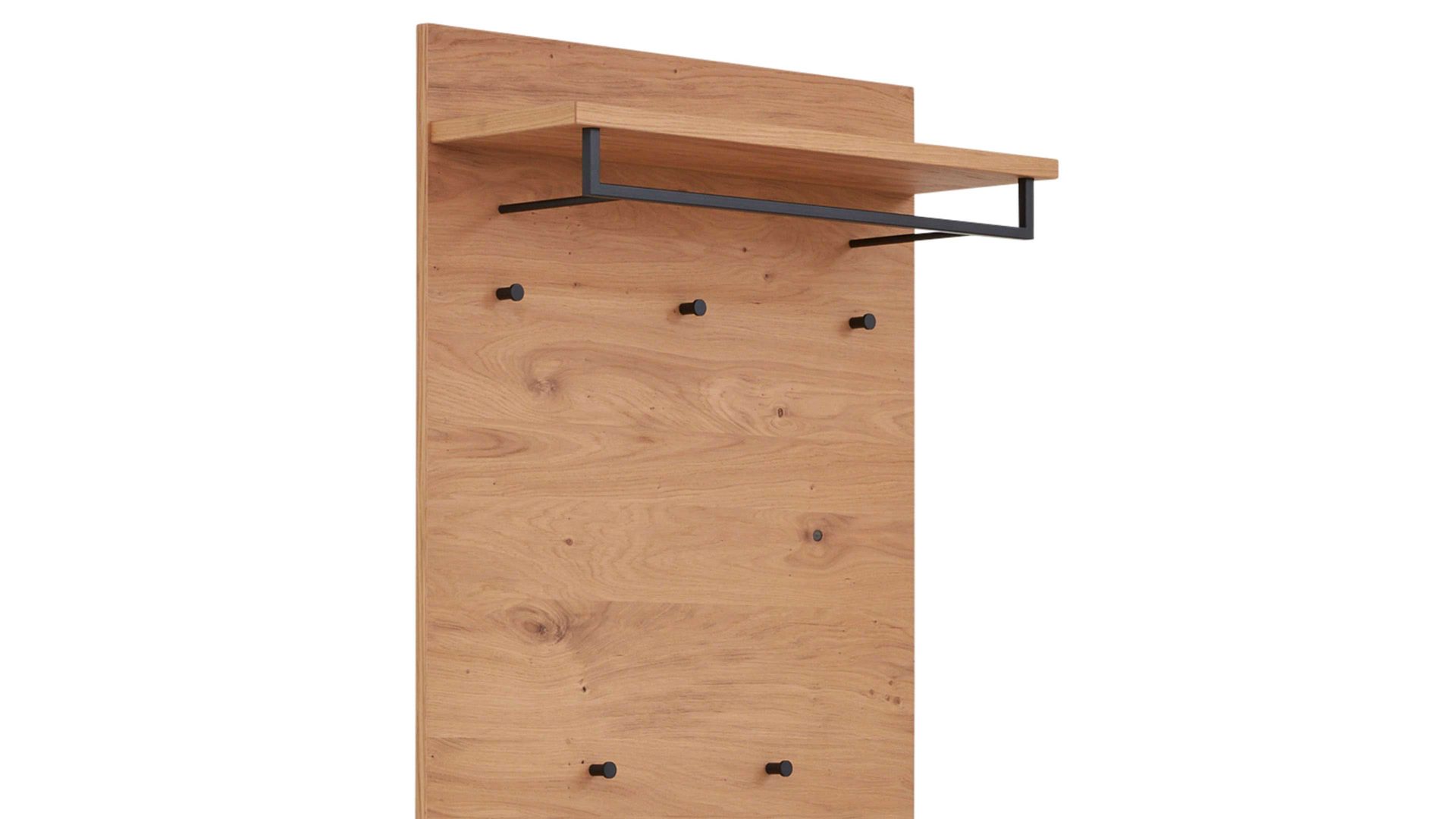 Wandgarderobe Interliving aus Holz in Holzfarben Interliving Garderoben Serie 6005 – Wandgarderobe 824 Eiche & lichtgrauer Lack – ca. 80 x 183 cm
