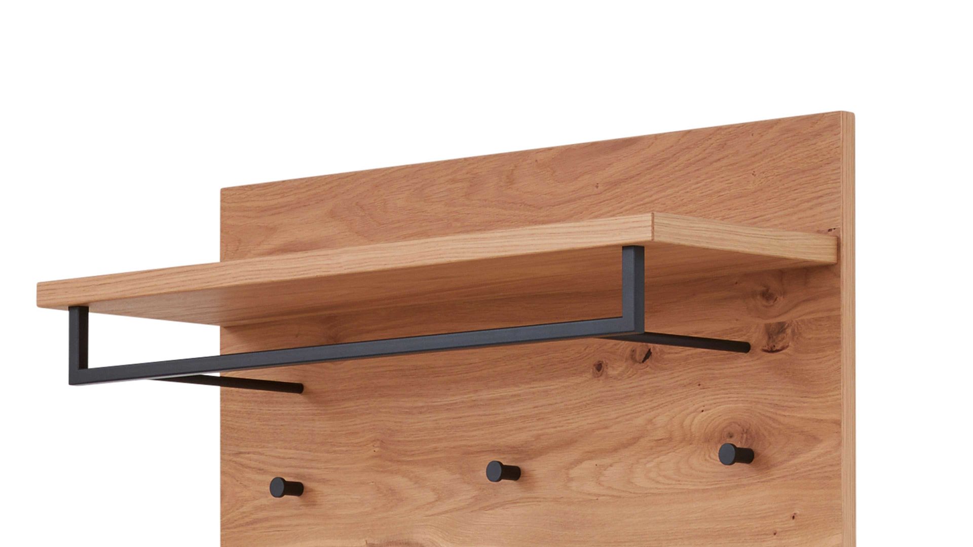 Wandgarderobe Interliving aus Holz in Holzfarben Interliving Garderoben Serie 6005 – Wandgarderobe 824 Eiche & lichtgrauer Lack – ca. 80 x 183 cm