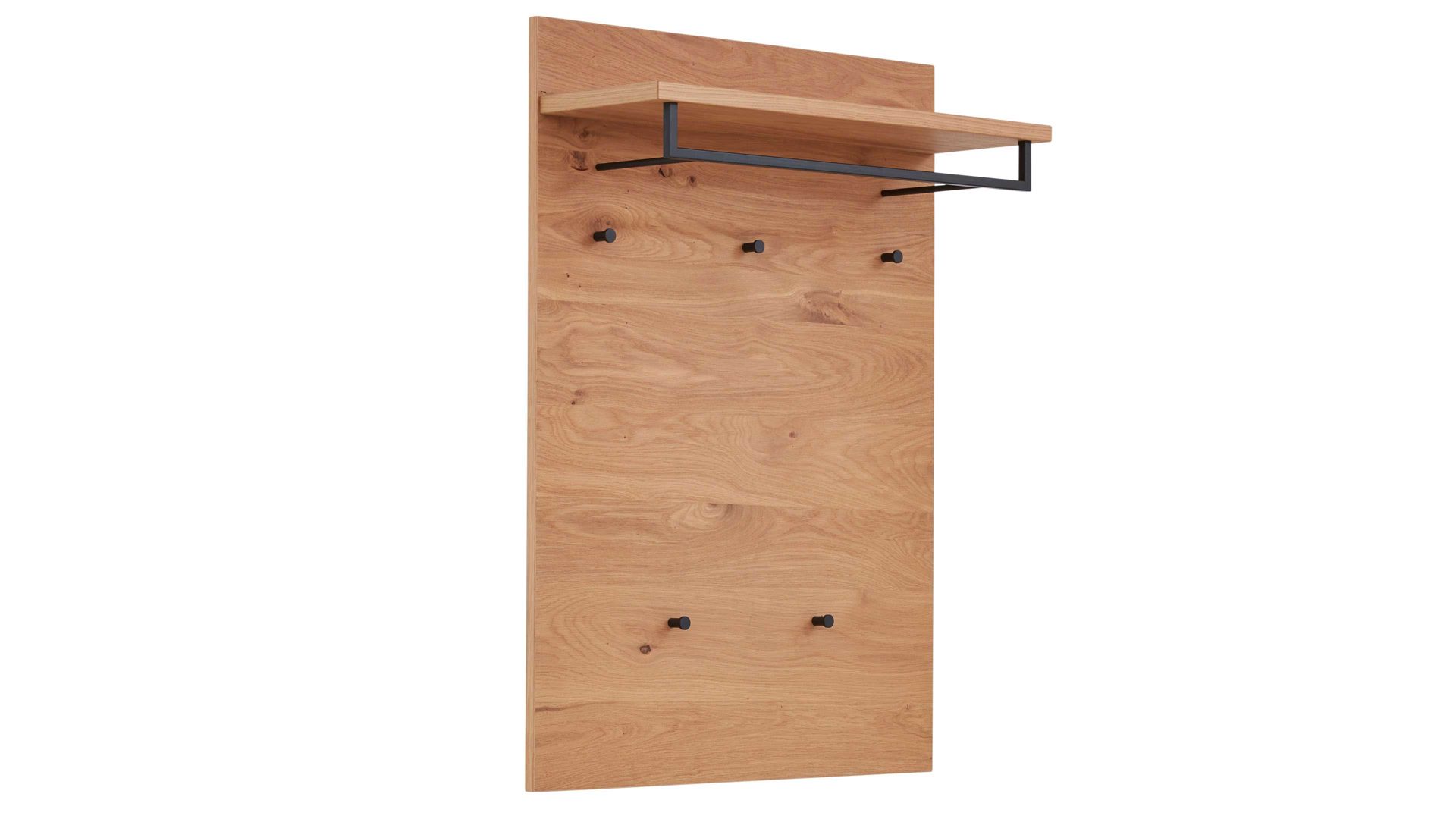 Wandgarderobe Interliving aus Holz in Holzfarben Interliving Garderoben Serie 6005 – Wandgarderobe 821 Balkeneiche – ca. 80 x 109 cm