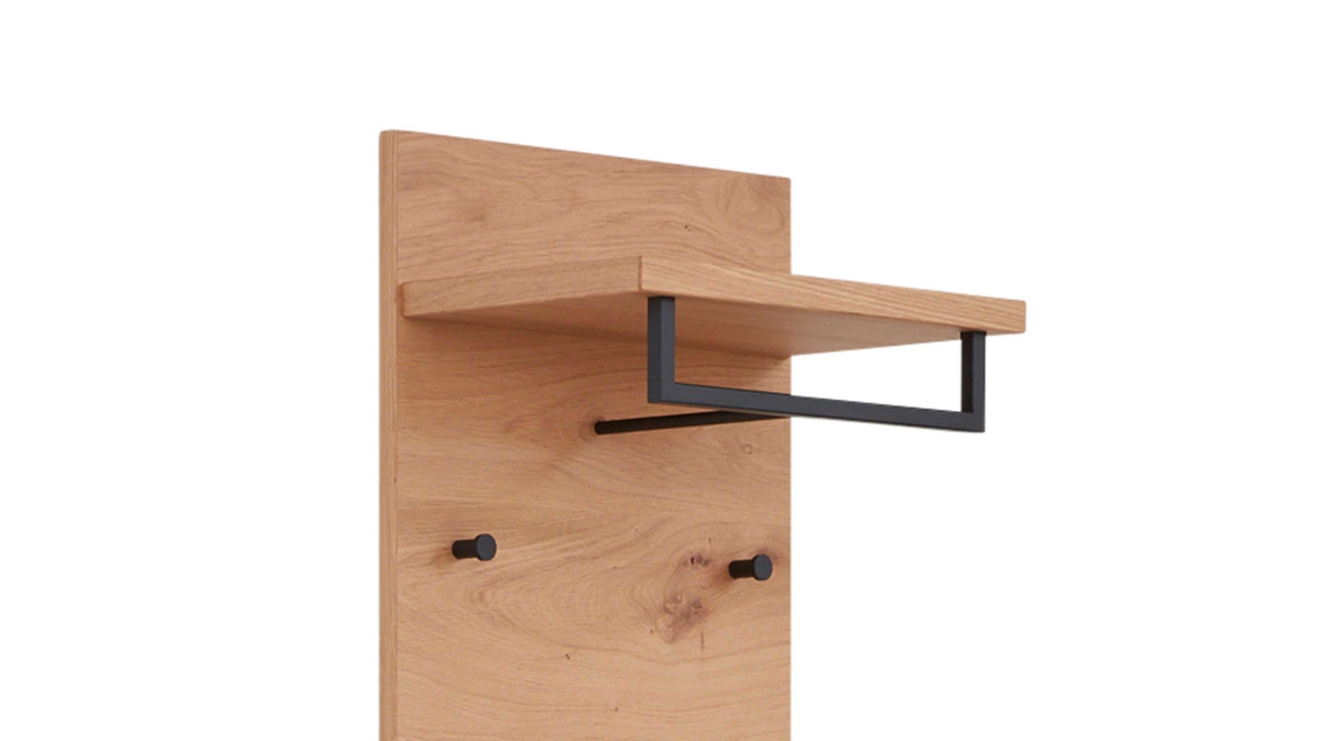 Wandgarderobe Interliving aus Holz in Holzfarben Interliving Garderoben Serie 6005 – Wandgarderobe 822 Balkeneiche – ca. 42 x 183 cm
