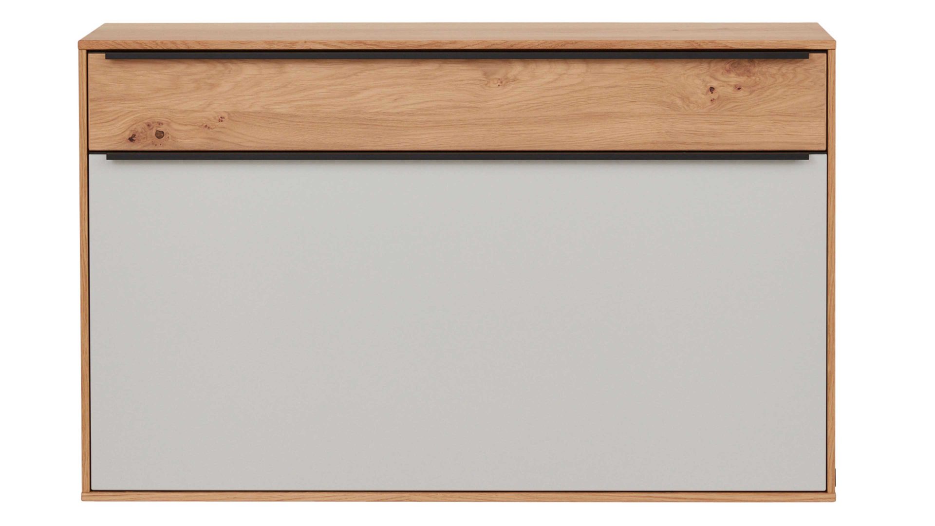 Schuhschrank Interliving aus Holz in Holzfarben Interliving Garderoben Serie 6005 – Hänge-Schuhschrank 805 Eiche & lichtgrauer Lack – eine Schublade, eine Klappe