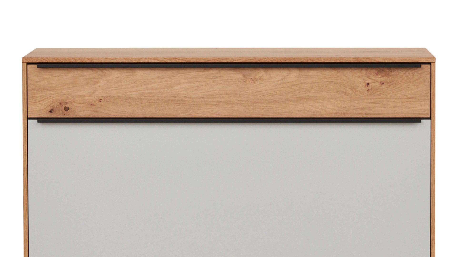 Schuhschrank Interliving aus Holz in Holzfarben Interliving Garderoben Serie 6005 – Hänge-Schuhschrank 805 Eiche & lichtgrauer Lack – eine Schublade, eine Klappe