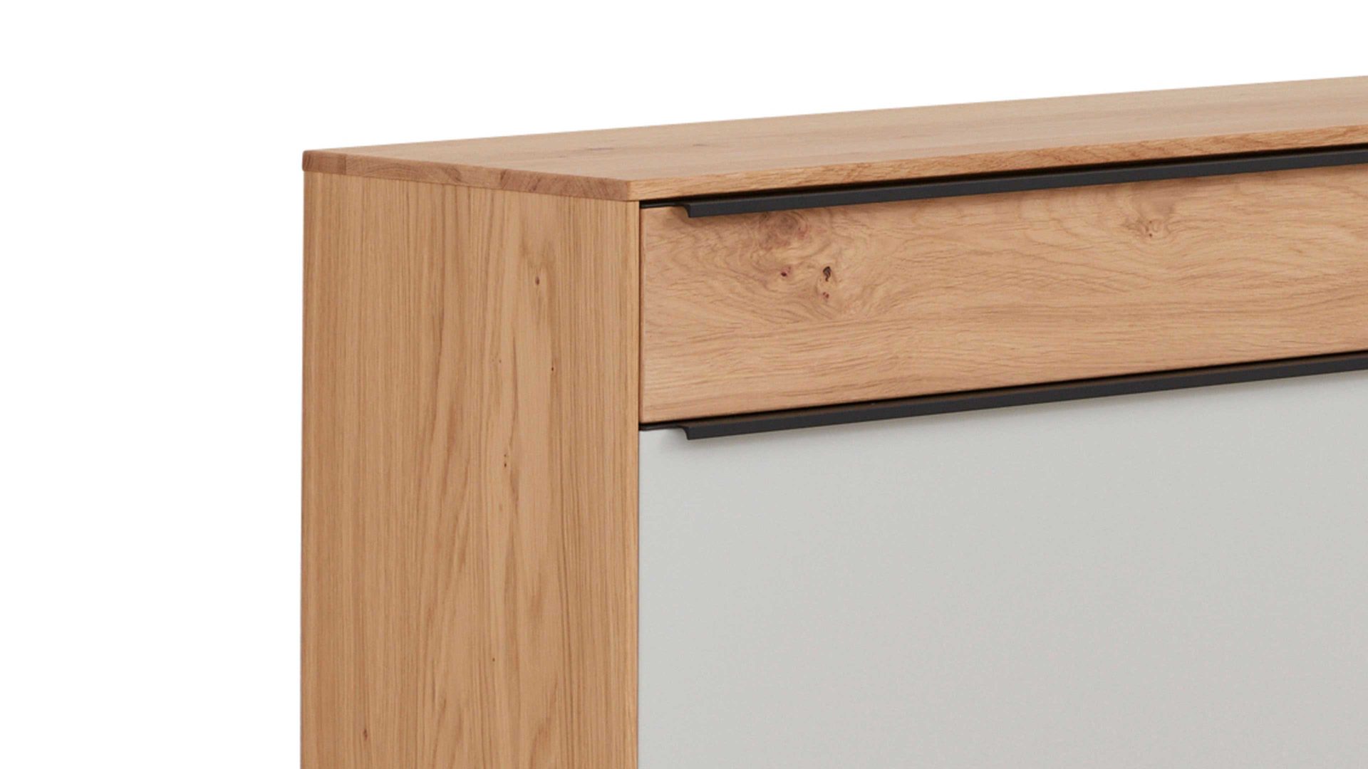 Schuhschrank Interliving aus Holz in Holzfarben Interliving Garderoben Serie 6005 – Hänge-Schuhschrank Eiche & lichtgrauer Lack – eine Schublade, eine Klappe