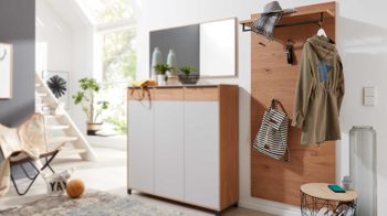 Wandgarderobe Interliving aus Holz in Holzfarben Interliving Garderoben Serie 6005 – Wandgarderobe 824 Eiche – ca. 80 x 183 cm