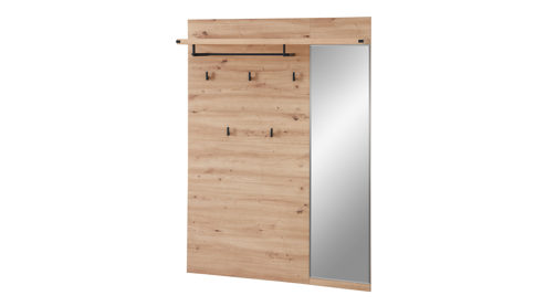Garderobenpaneel Innostyle aus Holz in Holzfarben Garderobenprogramm Genua - Garderobenpaneel Artisan Eiche & Spiegel - ca. 120 x 163 cm