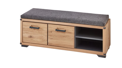 Garderobenbank Innostyle aus Holz in Holzfarben Garderobenprogramm Genua - Garderobenbank Artisan Eiche & Anthrazit - ca. 120 x 45 cm