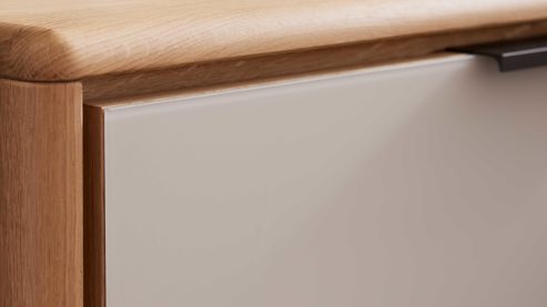 Nachtkommode Interliving aus Holz in Holzfarben Interliving Schlafzimmer Serie 1015 – Hänge-Nachtkonsole links, Wildeiche - ca. 65 cm