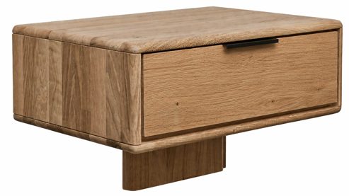 Nachtkommode Interliving aus Holz in Holzfarben Interliving Schlafzimmer Serie 1015 – Hänge-Nachtkonsole links, Wildeiche - ca. 65 cm