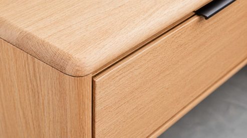 Nachtkommode Interliving aus Holz in Holzfarben Interliving Schlafzimmer Serie 1015 – Hänge-Nachtkonsole links, Wildeiche - ca. 65 cm