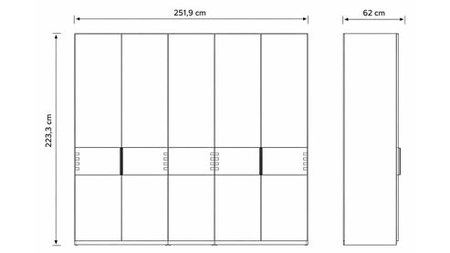 Kleiderschrank Interliving aus Holz in Holzfarben Interliving Schlafzimmer Serie 1015 – Kleiderschrank Wildeiche - fünf Türen, ca. 252 cm