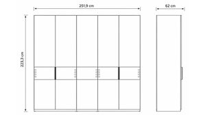Kleiderschrank Interliving aus Holz in Holzfarben Interliving Schlafzimmer Serie 1015 – Kleiderschrank Wildeiche - fünf Türen, ca. 252 cm