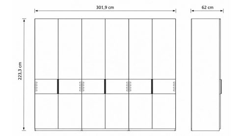 Kleiderschrank Interliving aus Holz in Holzfarben Interliving Schlafzimmer Serie 1015 – Kleiderschrank Wildeiche - sechs Türen, ca. 302 cm